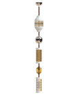 Decorative hanging light with metallic elements on a white background from Italamp available at Spacio in India.