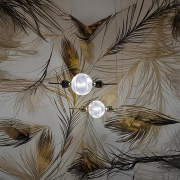 Italamp Frida Suspension lamp styled in a modern interior setting with artistic wallpaper – luxury Italian decorative lighting at Spacio India
