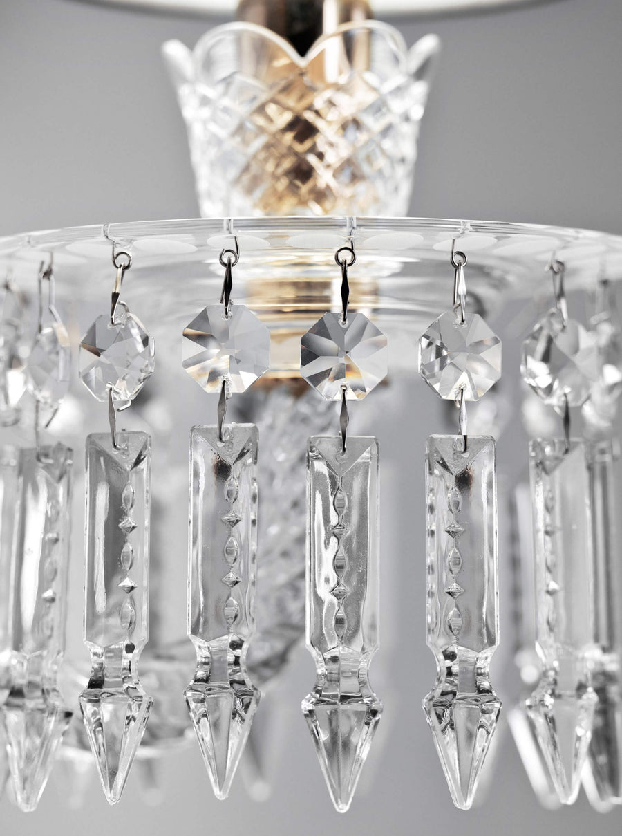 Close-up of crystal detailing on Italamp Margot Wall Lamp, a luxury wall lighting piece made in Italy, available at Spacio India retail stores and online.