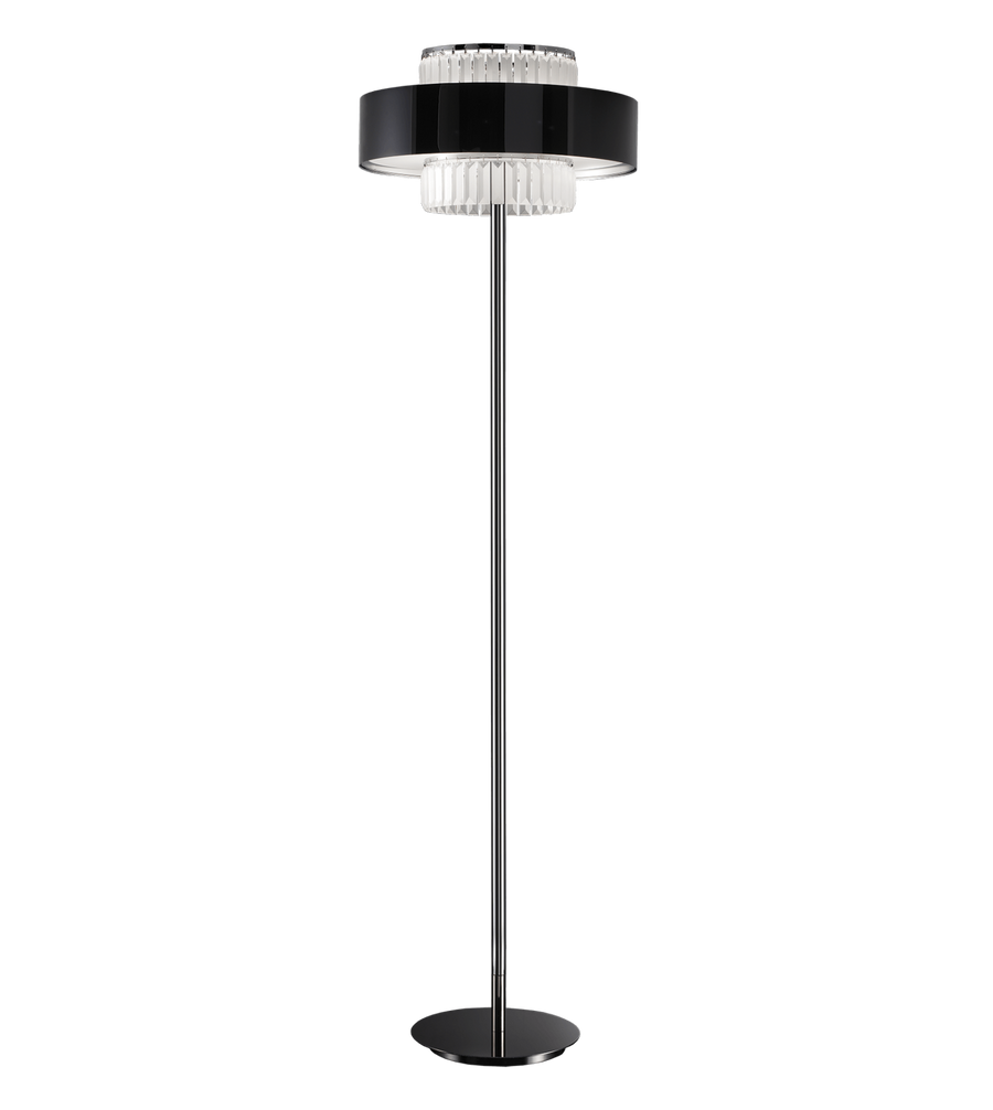 Full view of Italamp Crono Floor Lamp in chrome finish with crystal detailing, designer floor lighting available at Spacio India