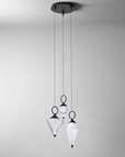 Italamp Donna Suspension Lamp in black finish with three blown crystal diffusers, displayed in modern interior styling – available at Spacio India