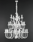 Close-up of Italamp Evoque Chandelier with six-arm structure in glossy white finish, decorative lighting from Italy at Spacio India