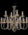 Large multi-tier Italamp Evoque chandelier in white glass with contemporary curves, premium Italian chandelier at Spacio India