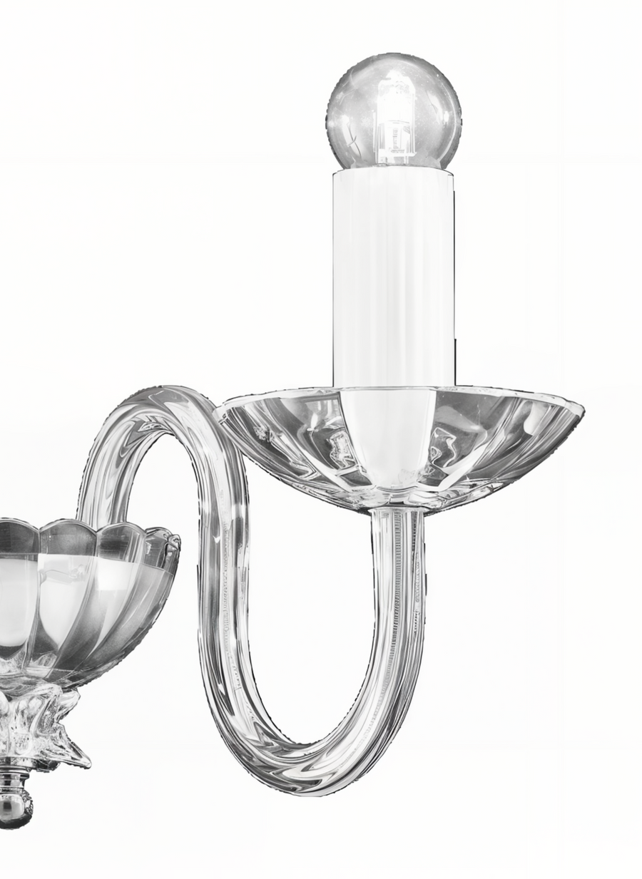 Detailed image of Italamp Evoque Wall Lamp arm with fluted glass and high clarity finish, luxury decorative lighting by Italamp, Italy at Spacio India.