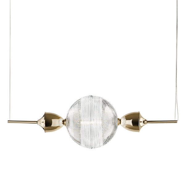 Product view of Italamp Frida Suspension featuring symmetrical hand-blown crystal and golden accents - modern luxury lighting at Spacio India