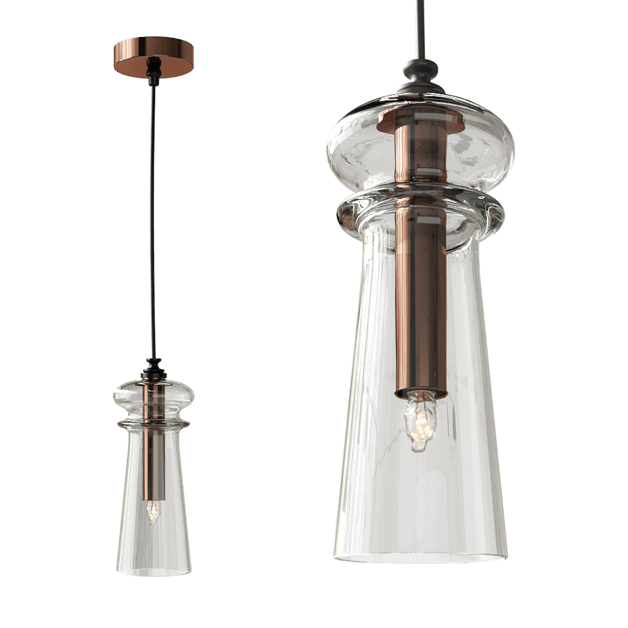 Pair of Italamp Licio pendant lamps in conical glass with warm metallic interiors, perfect for contemporary interiors. Available at Spacio India.
