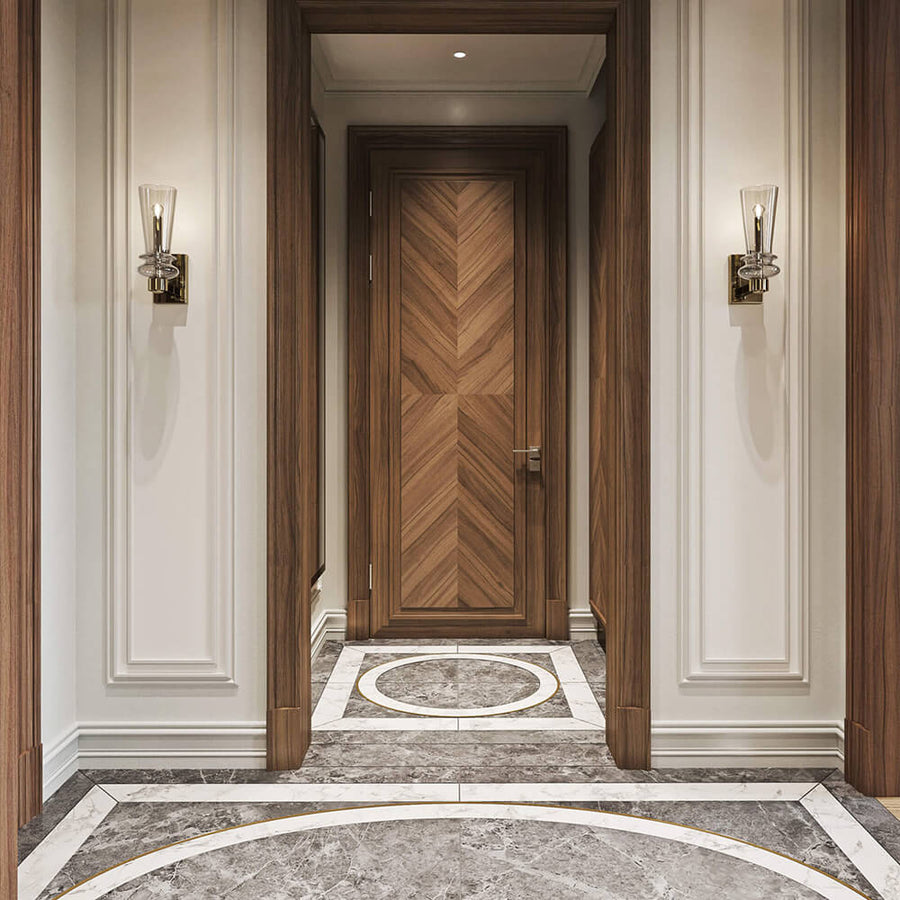 Elegant hallway lighting with Italamp Licio wall lamps in classical interiors, featuring blown glass design – shop at Spacio India retail stores