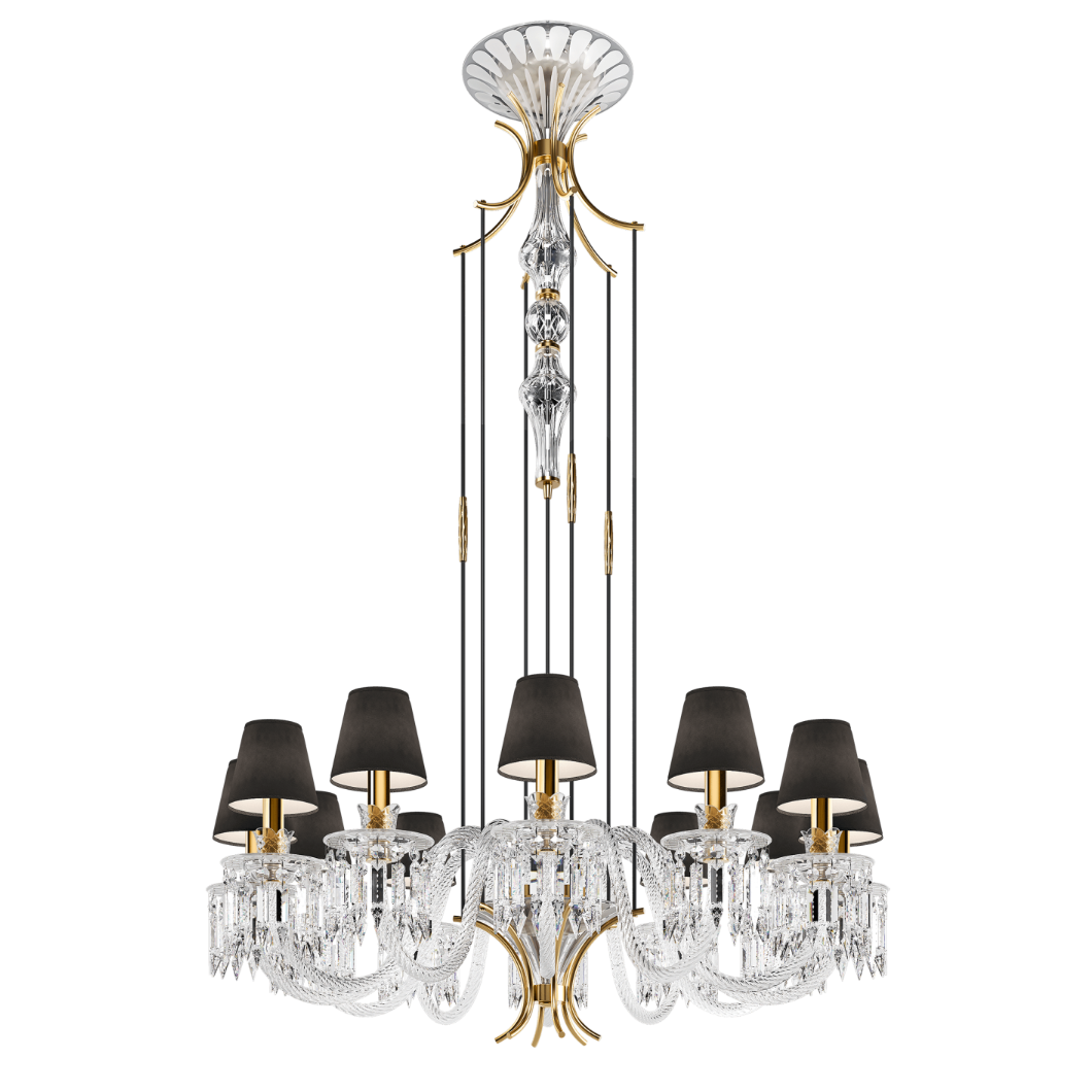 Isolated view of Italamp Margot Chandelier showing suspended crystal structure and gold fittings - premium chandelier lighting at Spacio India