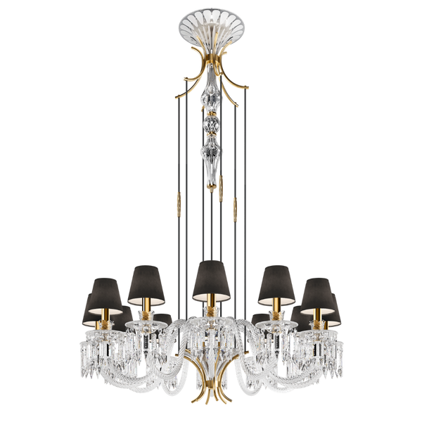 Isolated view of Italamp Margot Chandelier showing suspended crystal structure and gold fittings - premium chandelier lighting at Spacio India
