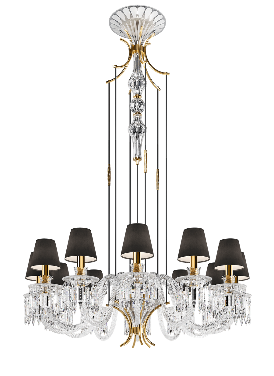 Isolated view of Italamp Margot Chandelier showing suspended crystal structure and gold fittings – premium chandelier lighting at Spacio India