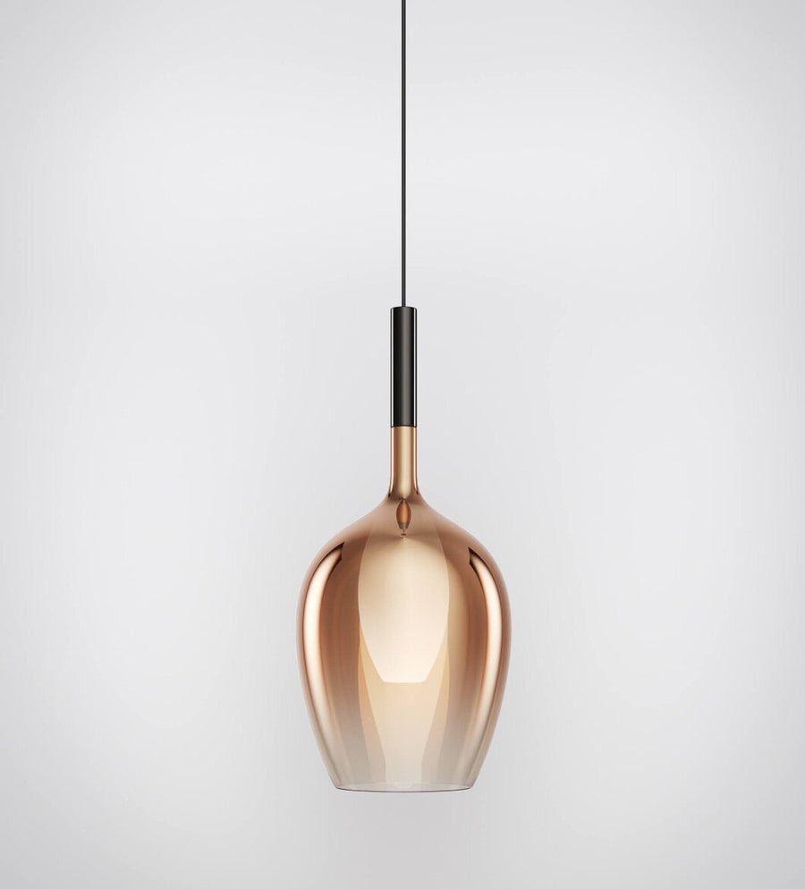 Copper-toned Italamp Rose Maxi Pendant Lamp in close-up view, highlighting its glossy glass diffuser and sleek silhouette at Spacio India.