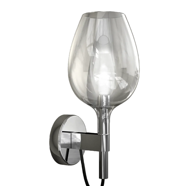 Wall-mounted light fixture with glass shade on a white background from Italamp available at Spacio in India. 