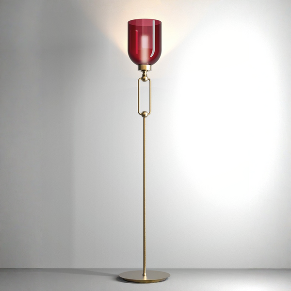 Modern red floor lamp from Italamp Valentina Collection with gold finish, stylish lighting at Spacio India