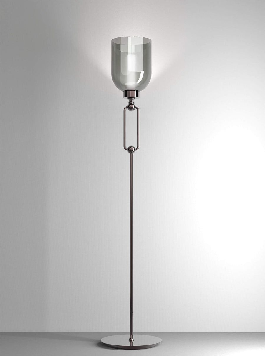 Elegant nickel floor lamp from Italamp Valentina Collection with smoked diffuser, Spacio India exclusive