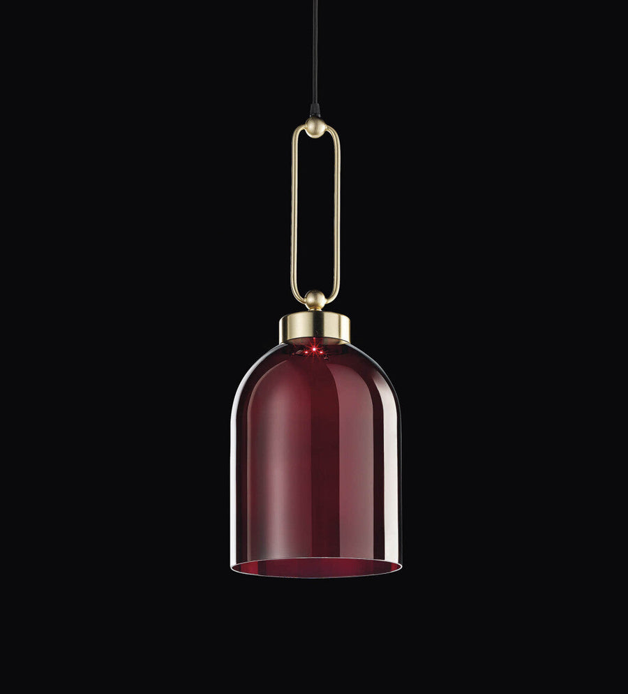 Italamp Valentina red pendant lamp with gold detail, modern hanging light available at Spacio India