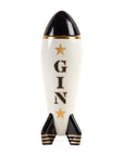 A JA Decanter Rocket Gin with the word Jonathan Adler on it, representing the perfect combination of bar and gin.