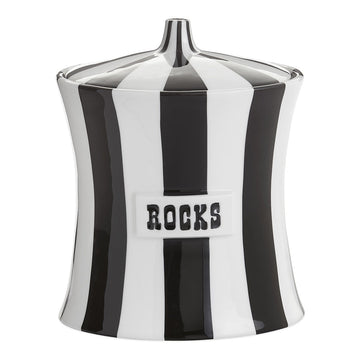 Add sophistication and style to your libation station with the JA Vice Ice Bucket Rocks Black White cookie jar from Jonathan Adler.