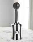 Jonathan Adler Gin decanter with a black cap from Vice Bar collection on a marble surface available at Spacio India for Luxury Homes collection of Bar Accessories