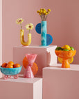 Jonathan Adler Mustique Orange & Yellow Bowl on pedestal with other collection of bowls & vases available in India for Luxury Home Decor accessories collection of Tableware.