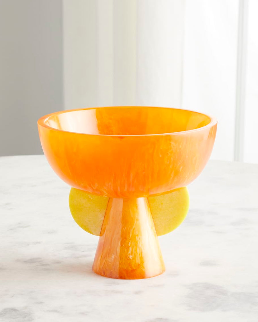 Jonathan Adler Mustique Orange & Yellow Bowl on marble surface available in India for Luxury Home Decor accessories collection of Tableware.