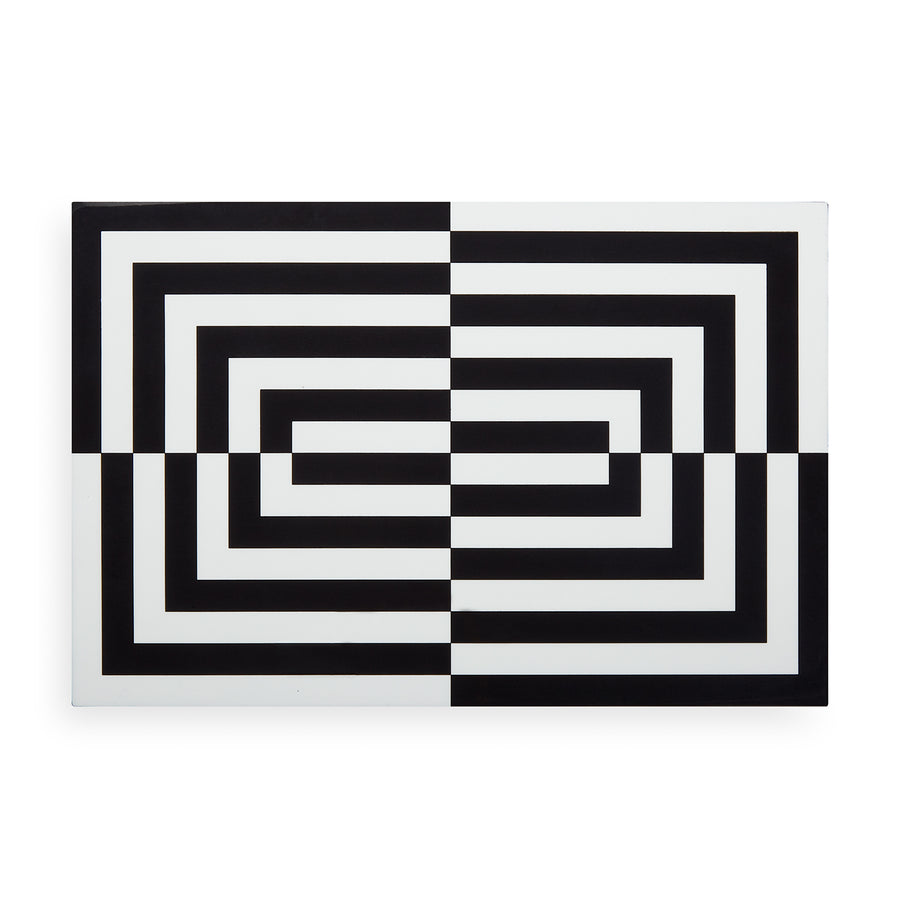 Top view of Jonathan Adler Op Art Large Black & White Box on white back ground available in India for Luxury Home Decor accessories collection of Decorative Boxes.