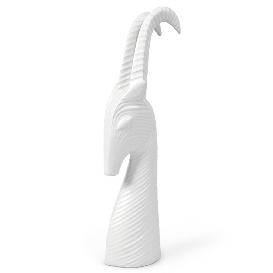 Side look of Jonathan Adler Menagerie Gazelle white Sculpture on a white back ground available at Spacio India for Luxury Home Decor collection of Sculpture & Art Objects.