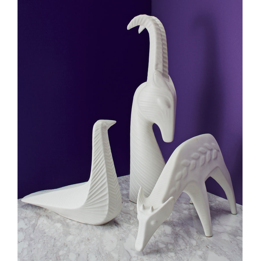 Jonathan Adler Menagerie Gazelle white Sculpture with other porcelain sculptures available at Spacio India for Luxury Home Decor collection of Sculpture & Art Objects.