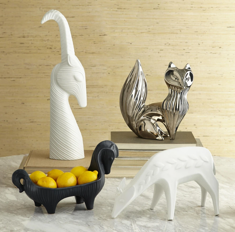 Jonathan Adler Menagerie Gazelle white porcelain Sculpture with other decor & tableware accessories available at Spacio India for Luxury Home Decor collection of Sculpture & Art Objects.