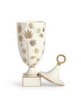 Jonathan Adler Botanist Ganja Urn vase with open cap on a white back ground available at Spacio India for Luxury Home Decor Accessories collection.