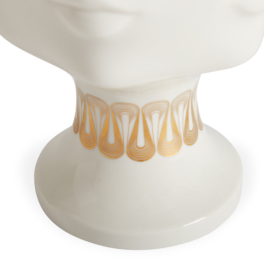 close bottom look of Jonathan Adler Muse Dora Maar Urn glided porcelain vase on a white back ground available at Spacio India for Luxury Home Decor Accessories collection.