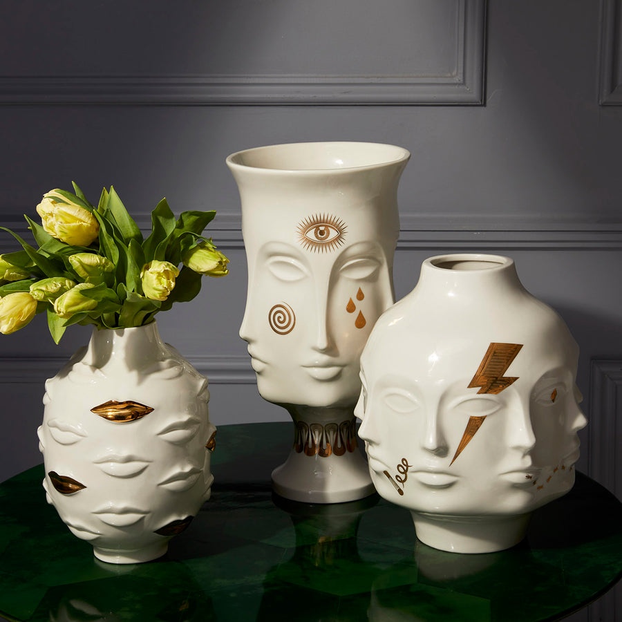 Jonathan Adler Muse Dora Maar Urn glided vase with other ceramic vases collection available at Spacio India for Luxury Home Decor Accessories collection.