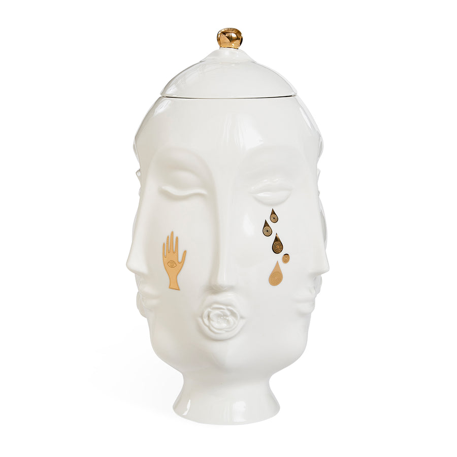 Jonathan Adler Muse Frida glided porcelain vase from a different look on a white back ground available at Spacio India for Luxury Home Decor Accessories collection.