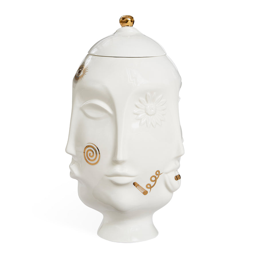 Side Angle of Jonathan Adler Muse Frida glided porcelain vase on a white back ground available at Spacio India for Luxury Home Decor Accessories collection.