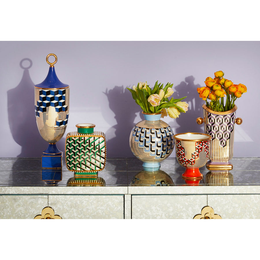 Jonathan Adler Cube Urn Vase with other Versailles Vases collection on a Console available at Spacio India for Luxury Home Decor Accessories collection.