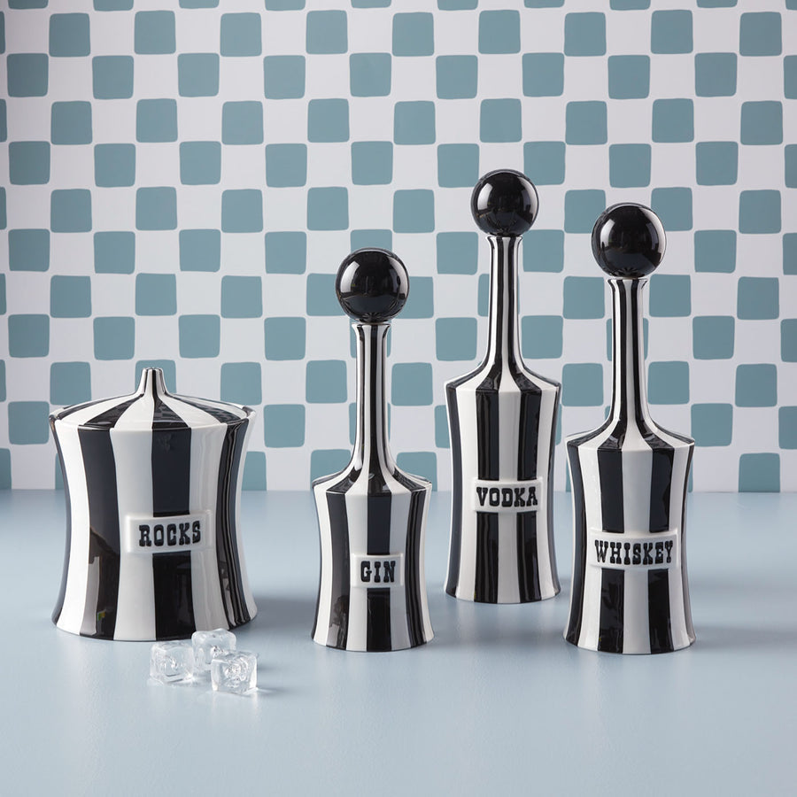 Jonathan Adler Vice Rocks Black & White Ice Bucket with other vice collection of decanters available at Spacio India from the Luxury Home Bar Accessories Collection