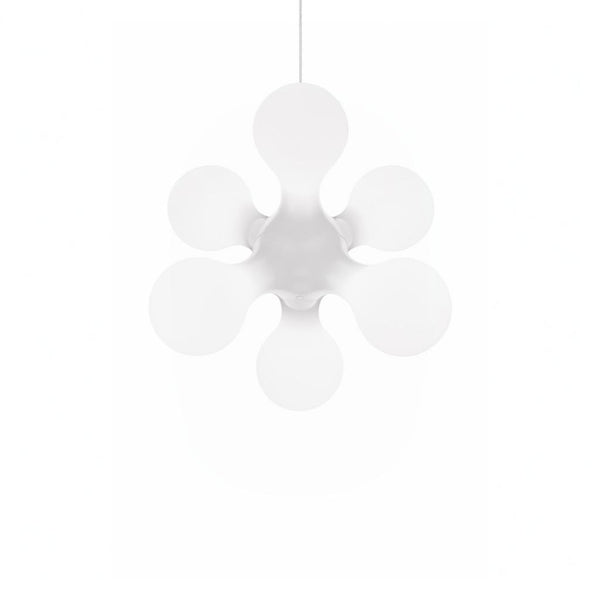 Modern white pendant light on a white background