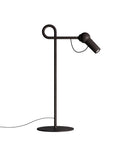 Modern black floor lamp with adjustable head on a white background from KDLN available at Spacio retail stores in Mumbai & Kolkata. 