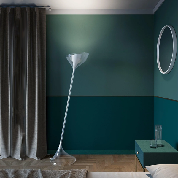KDLN Floob Floor Lamp in a luxury modern bedroom interior styled by Spacio India Interior Styling Team from the Luxury Decorative Lighting Collection