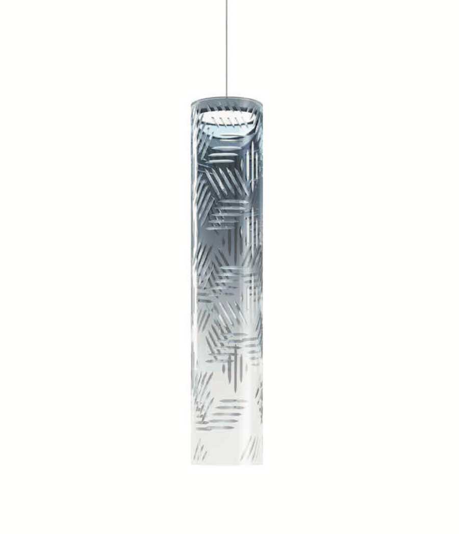 A KDLN Jer Pendant Lamp with a geometric design and smokey finishes, made of blown glass.