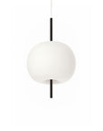 White pendant lamp with black accents on a white background