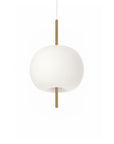 Pendant light with white shade and gold fixture on a white background from KDLN available at Spacio retail stores in India