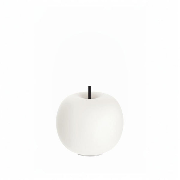 White apple-shaped table lamp on a white background from KDLN available at Spacio in India