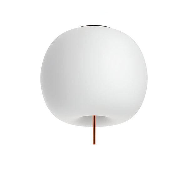 White ceiling light with a copper fixture on a white background
