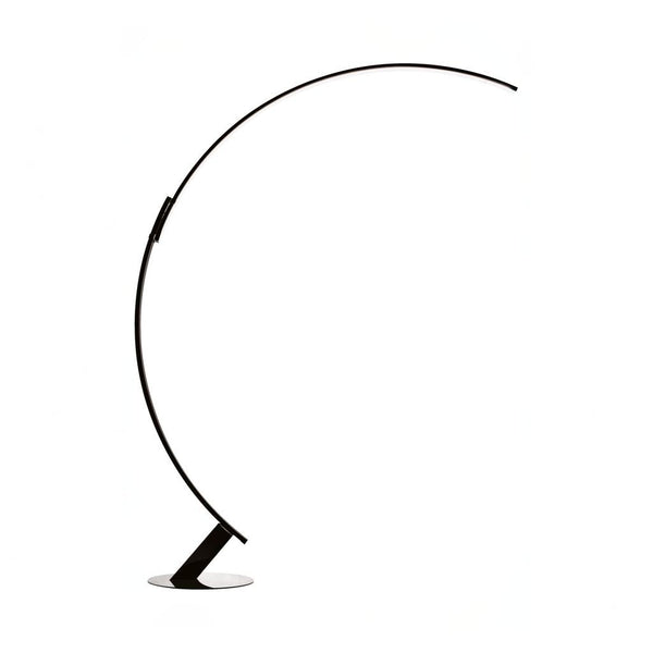 Modern extendable black floor lamp with curved design on a white background from Kdln available at Spacio in India