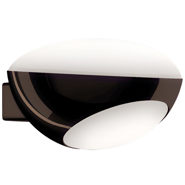 Modern wall light fixture with black and white design on a white background
