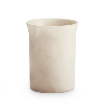 Beige onyx tooth brush tumbler on a white background
