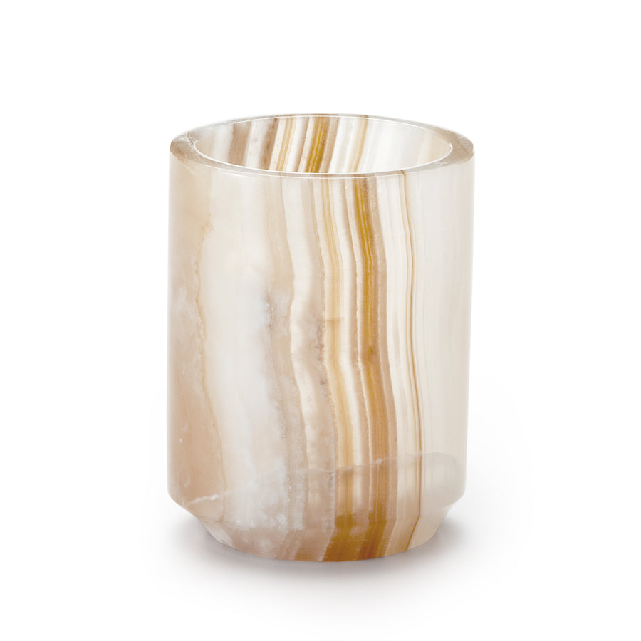Ambarino Onyx Brush Holder from Labrazel on a white background available at Spacio retail stores in Mumbai and Kolkata
