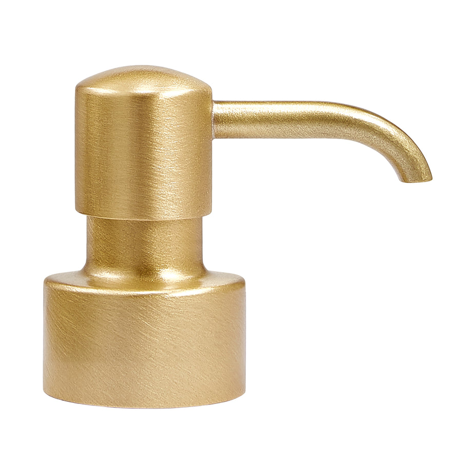 Brushed brass Soap Dispenser pump from Labrazel on white background at Spacio retail store in Mumbai