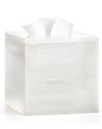 White onyx tissue cover from Labrazel on a white background at Spacio retail store in Mumbai