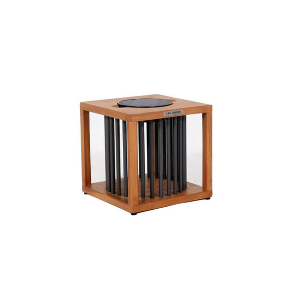 Wooden Solar table lamp on a white background by Les Jardins available at Spacio retail stores in Mumbai & Kolkata.  